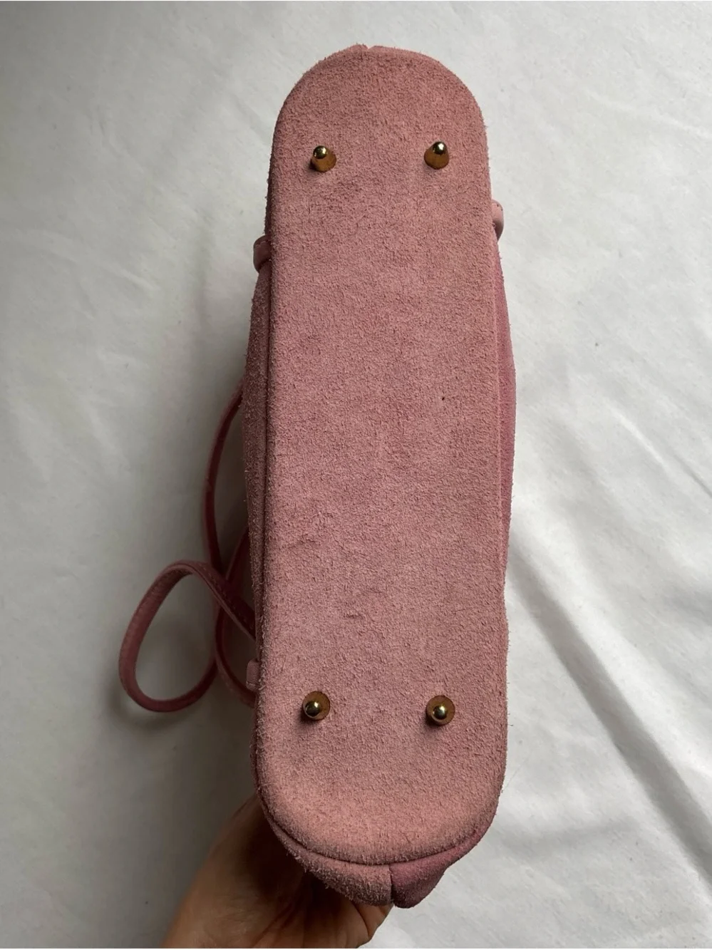 American Vintage Pink Suede Frame Clutch with Gold Trim